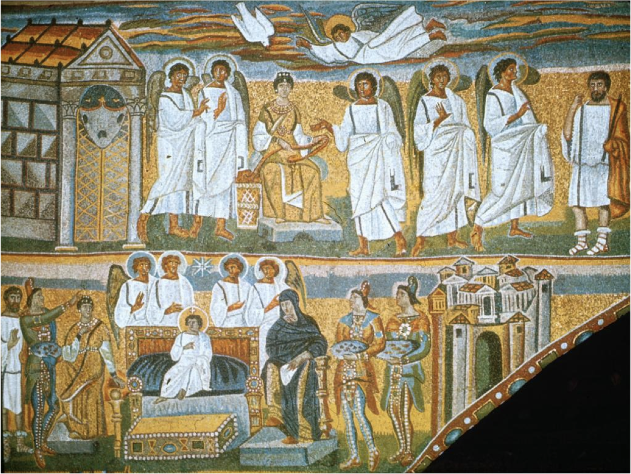 painting of angels wearing togas
